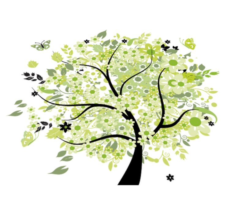 Tapis vinyle plantes arbre vert de printemps - TenStickers