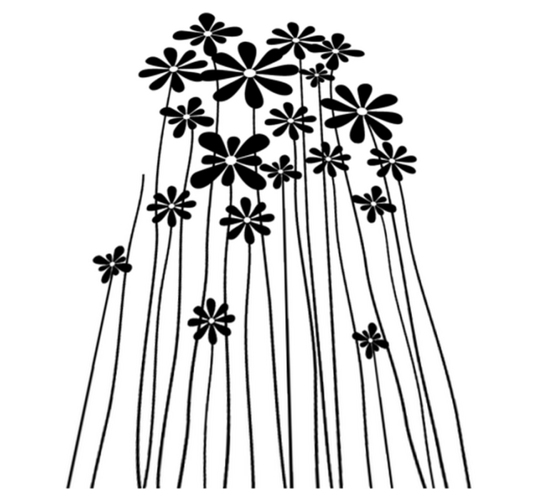 Tapis vinyle plantes fleurs noires grandes - TenStickers