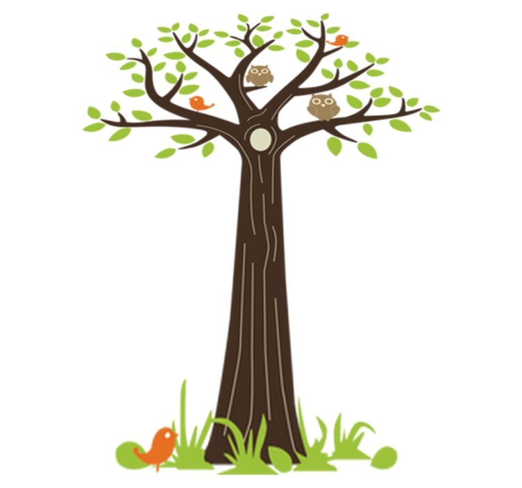 Tapis vinyle plantes hiboux et arbres - TenStickers