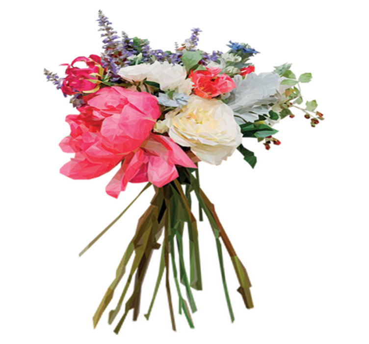 Tapis vinyle plantes bouquet géométrique - TenStickers
