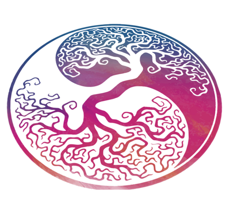 Tapis vinyle plantes arbre de vie yin yang - TenStickers