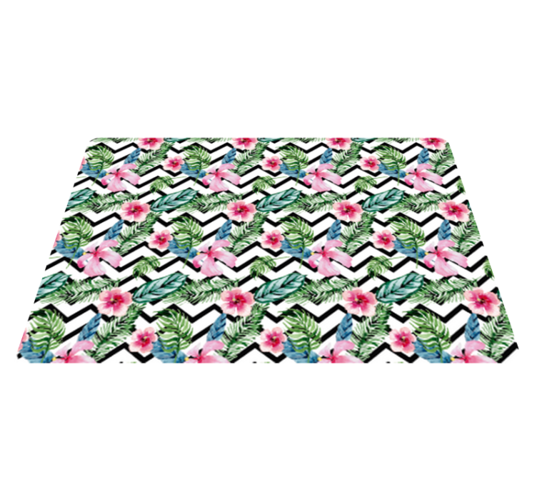 Tapis vinyle plantes zigzag tropical vert - TenStickers