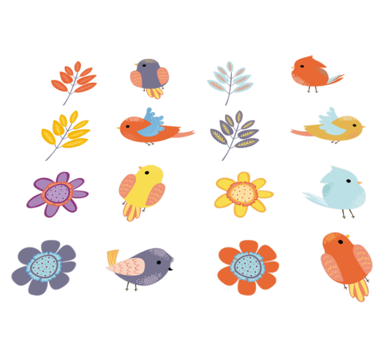 Tapis vinyle plantes oiseaux de printemps - TenStickers
