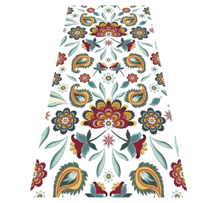 Tapis vinyle plantes motif floral ethnique - TenStickers