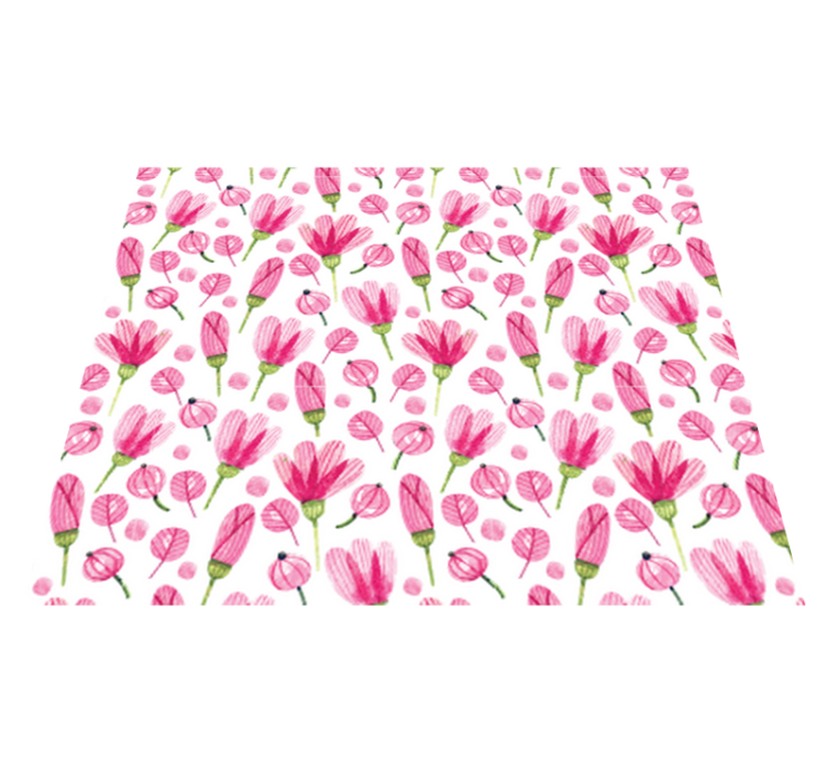 Tapis vinyle plantes fleurs aquarelle roses - TenStickers