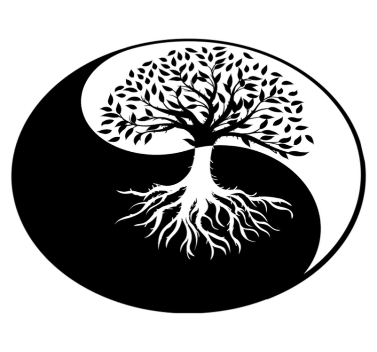 Tapis vinyle plantes arbre de vie ying et yang - TenStickers