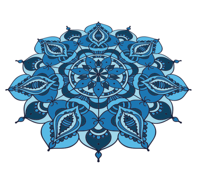 Tapis vinyle plantes mandala bleu lotus - TenStickers