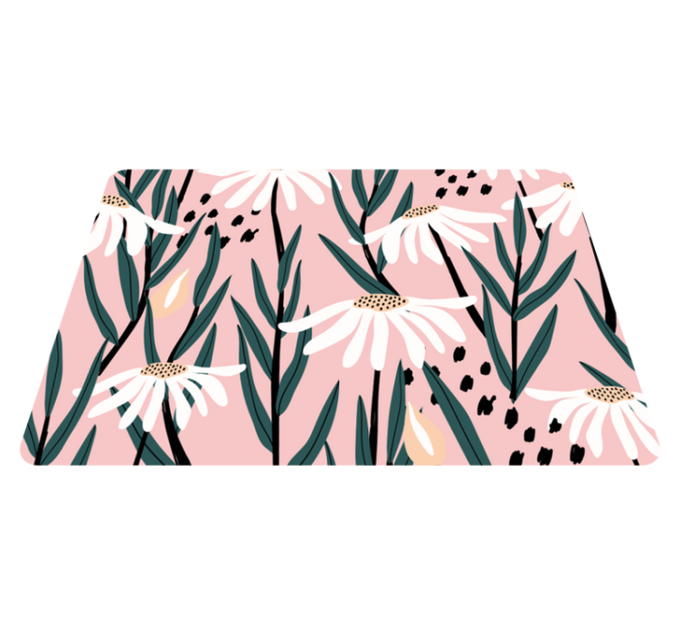 Tapis vinyle plantes marguerites sur fond rose - TenStickers
