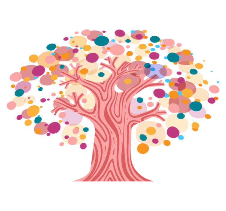 Tapis vinyle plantes silhouette d'arbre coloré - TenStickers