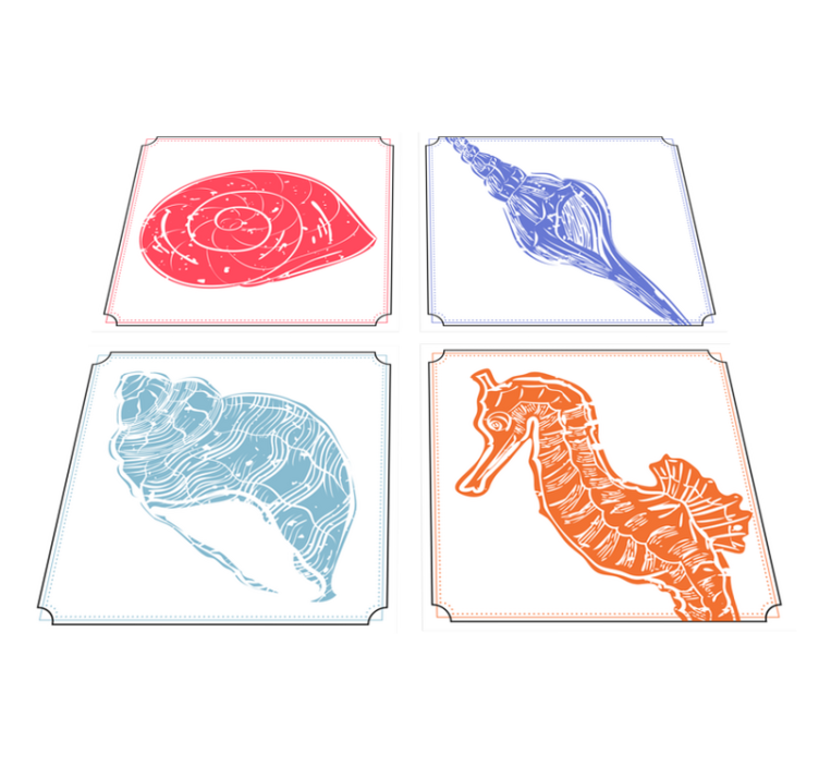 Tapis vinyle plantes motifs de la vie marine - TenStickers