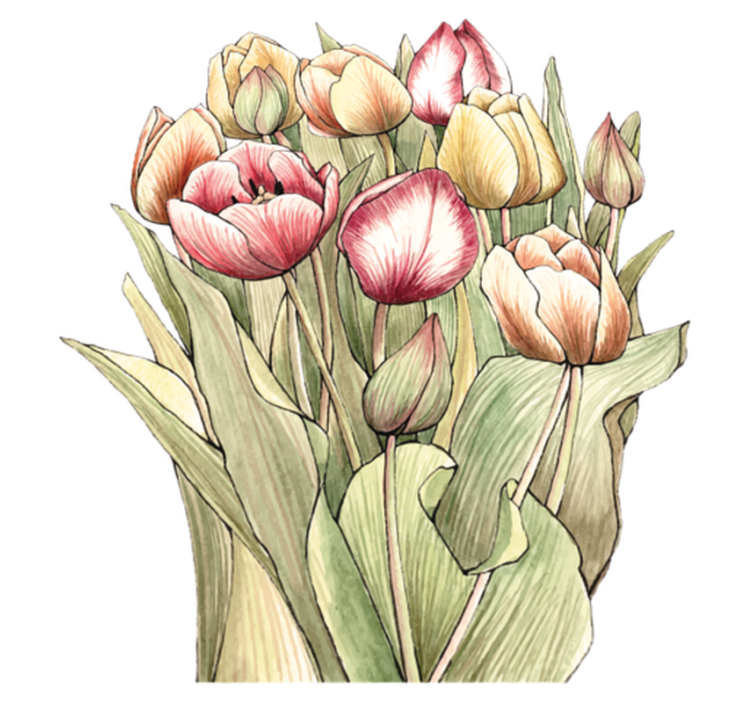 Tapis vinyle plantes bouquet de tulipes colorées - TenStickers