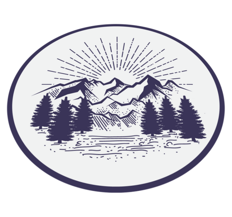 Tapis vinyle plantes paysage de montagne rond - TenStickers
