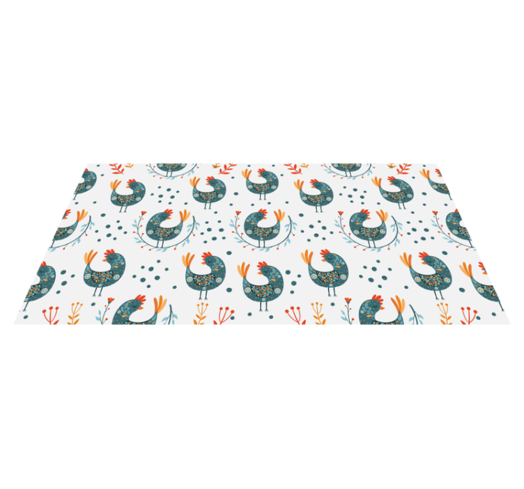 Tapis vinyle plantes poules et fleurs - TenStickers