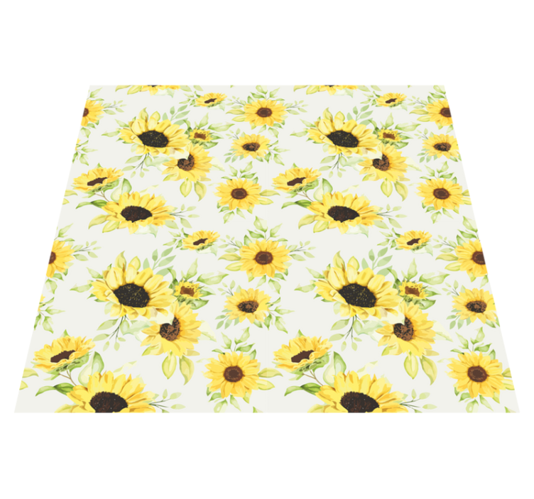 Tapis vinyle plantes tournesols aquarelle - TenStickers