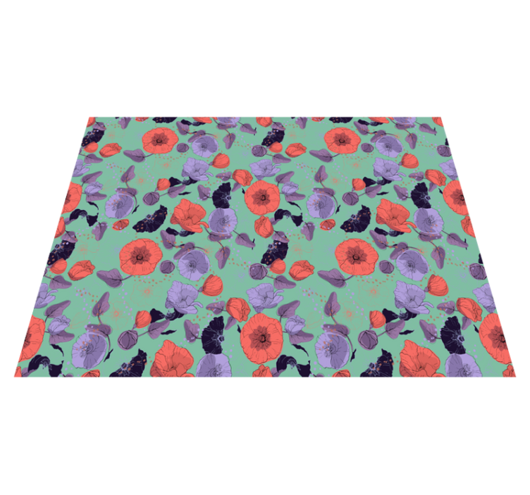 Tapis vinyle plantes coquelicots gracieux - TenStickers
