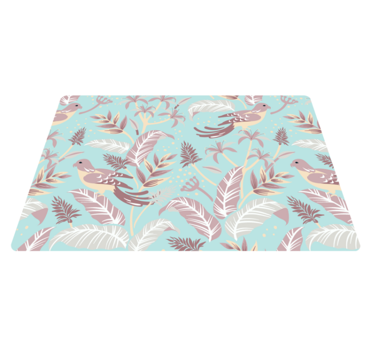 Tapis vinyle plantes motif floral bleu et rose - TenStickers