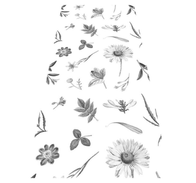Tapis vinyle plantes fleurs grises printemps - TenStickers