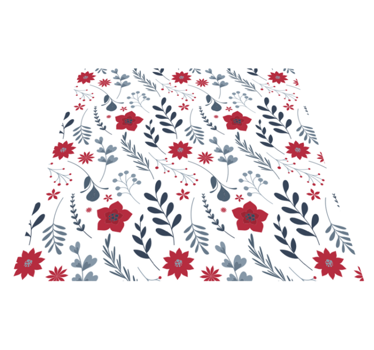 Tapis vinyle plantes motif floral rouge et blanc - TenStickers