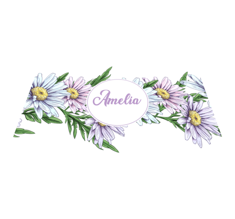 Tapis vinyle plantes design marguerite avec nom - TenStickers