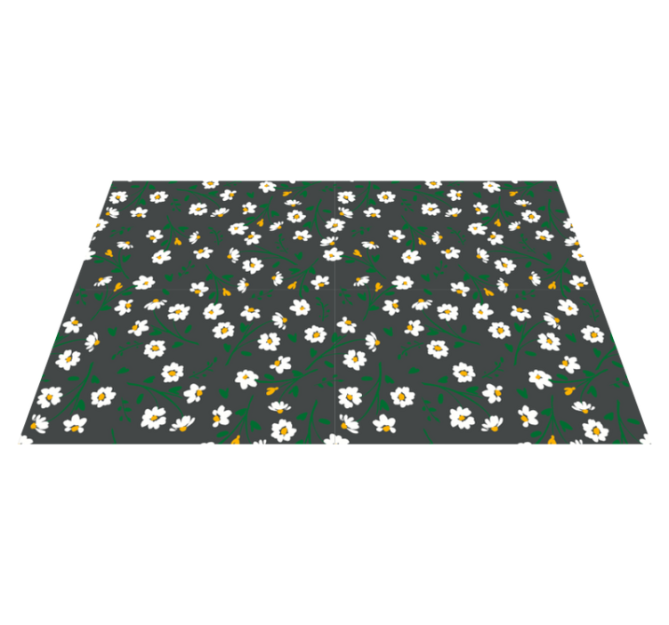 Tapis vinyle plantes fleur marguerite fond gris - TenStickers