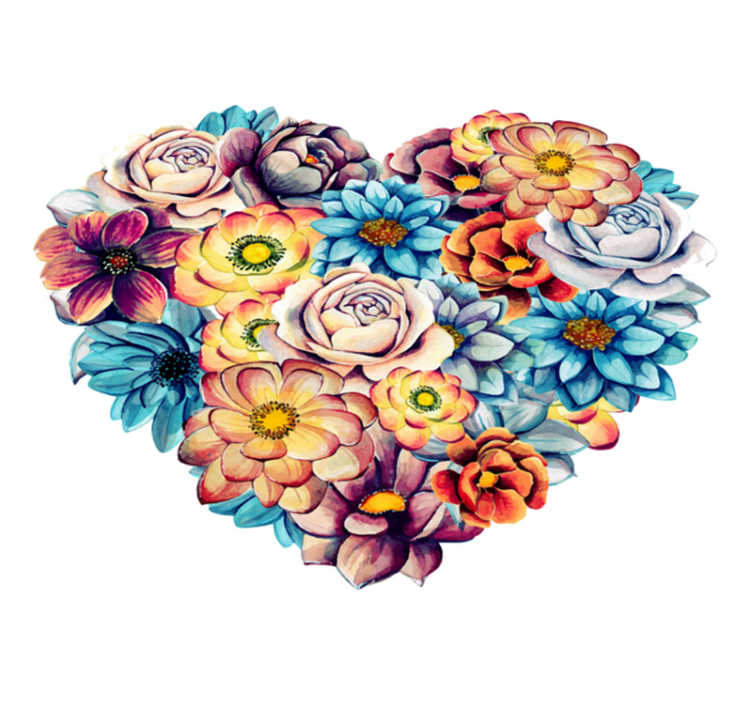 Tapis vinyle plantes cœur magnifique rempli de fleurs - TenStickers