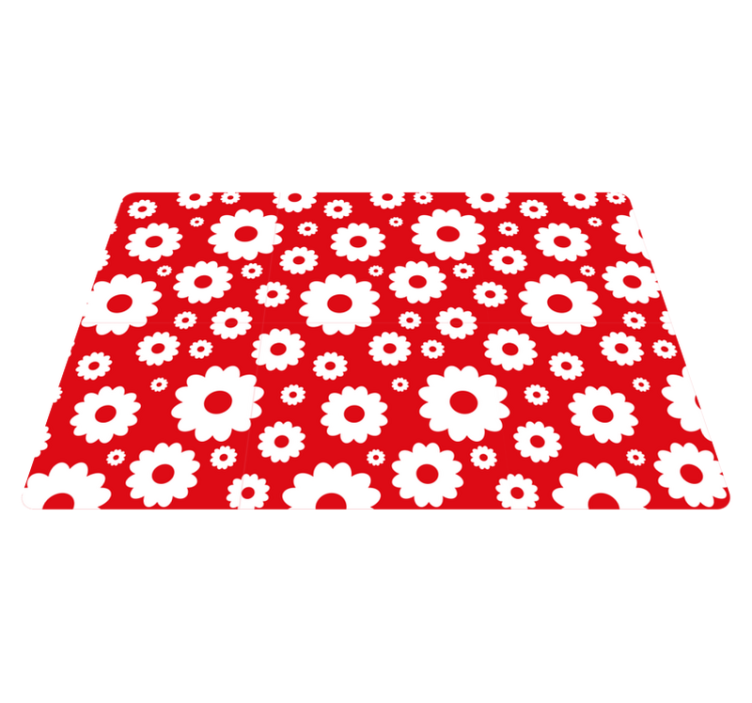 Tapis vinyle plantes marguerites blanches sur fond rouge - TenStickers