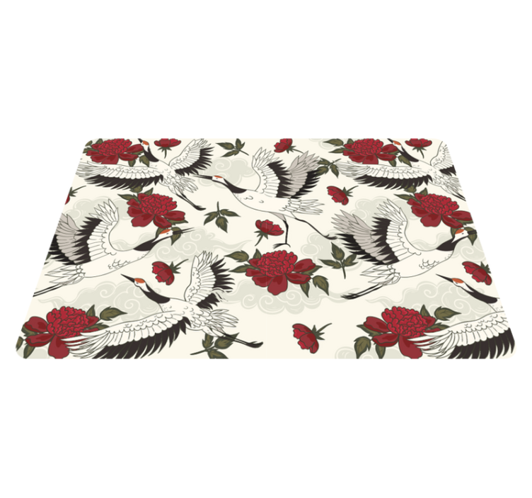 Tapis vinyle plantes motif oiseaux en tons terre apaisants - TenStickers