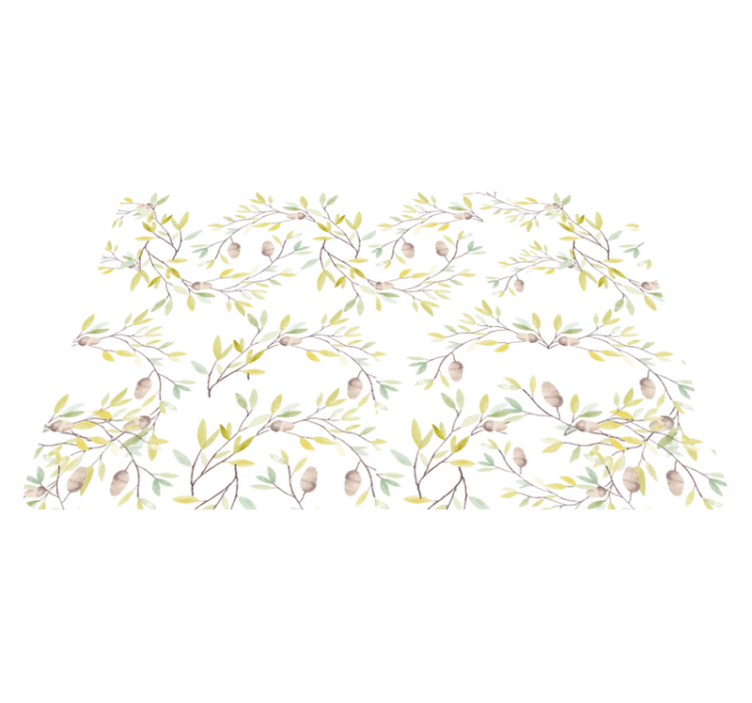 Tapis vinyle plantes motif feuilles vertes aquarelle - TenStickers