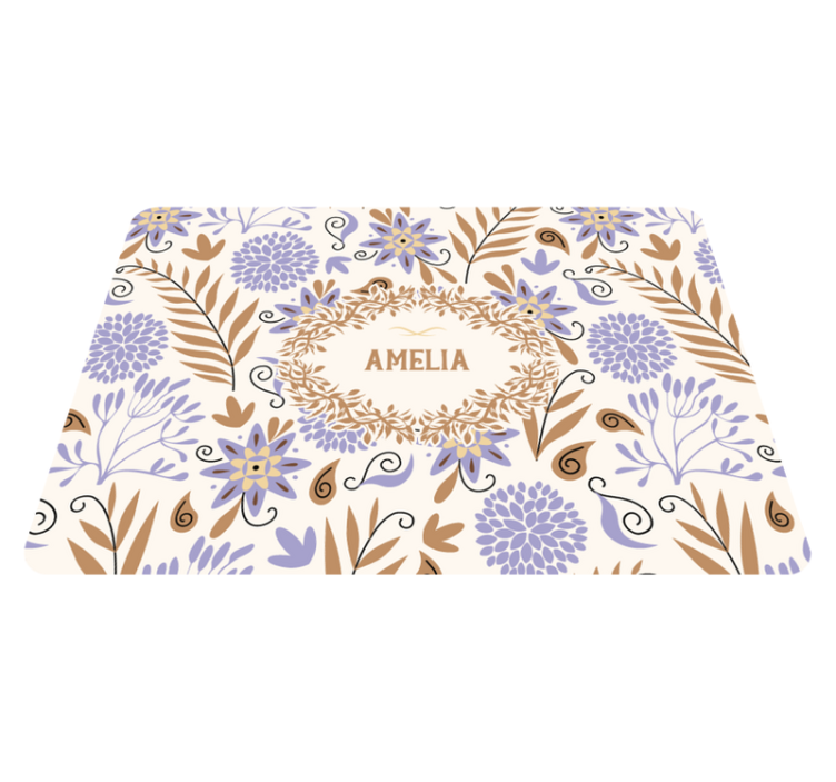 Tapis vinyle plantes motif fleurs vintage peintes à la main - TenStickers