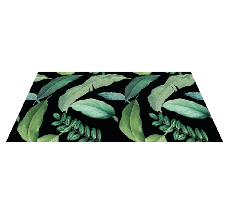 Tapis vinyle plantes feuilles de forêt grises nuit - TenStickers