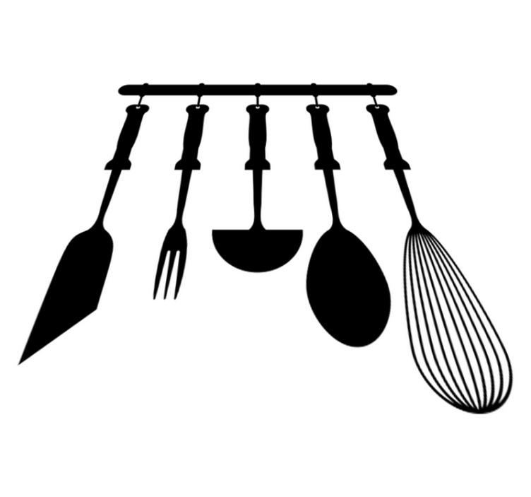 Tapis vinyle cuisine ustensiles de cuisine suspendus - TenStickers