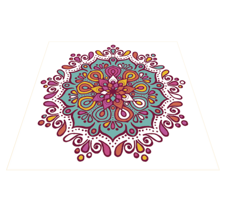 Tapis vinyle cuisine mandala coloré en carreaux - TenStickers