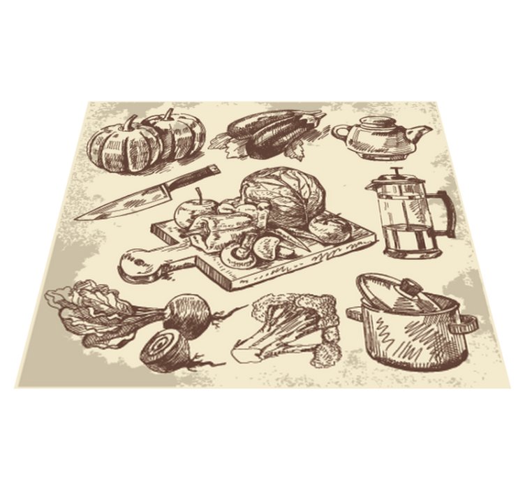 Tapis vinyle cuisine illustration vintage - TenStickers
