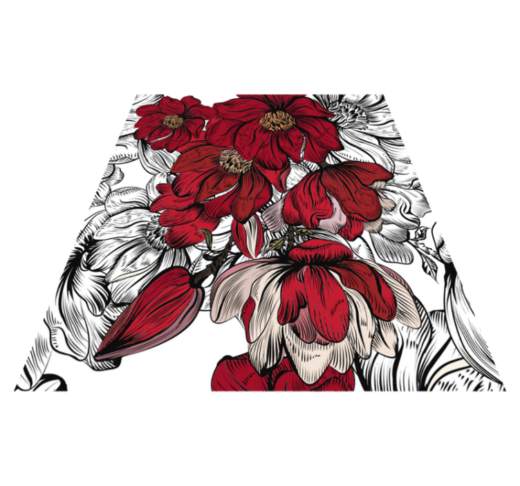 Tapis vinyle salle à manger fleurs rouges et blanches - TenStickers