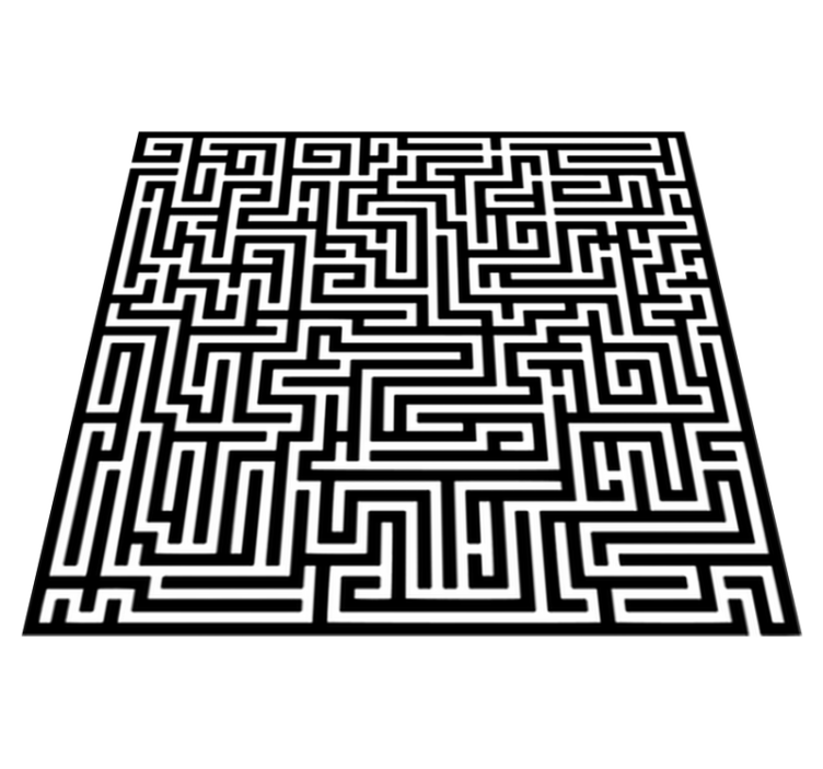 Tapis vinyle salle à manger labyrinthe noir et blanc - TenStickers