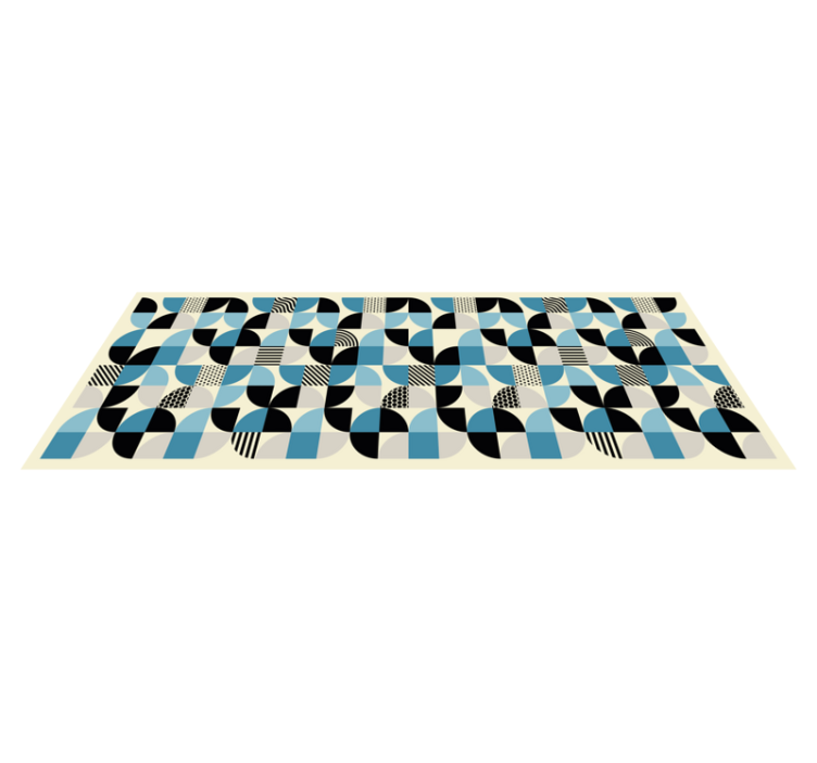 Tapis vinyle salle à manger motif bauhaus bleu rétro - TenStickers