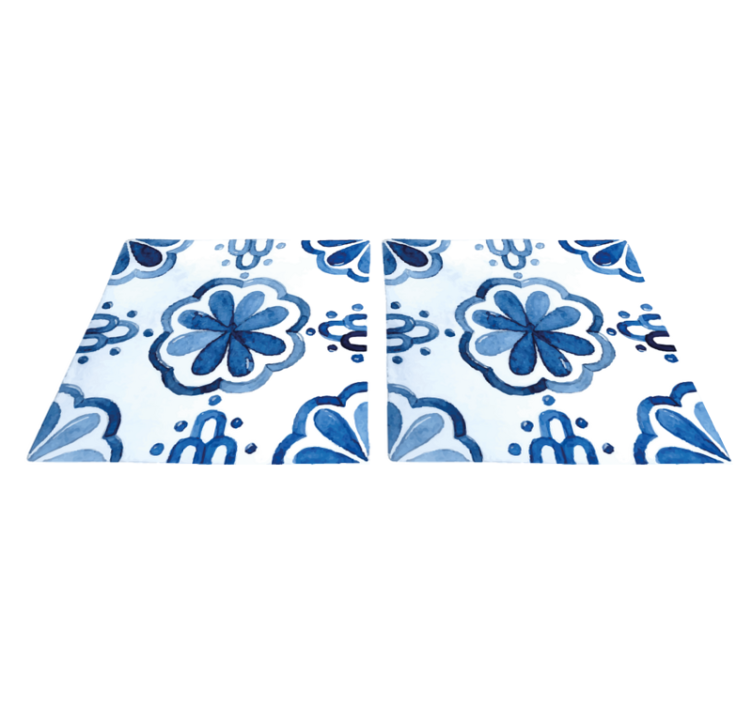 Tapis vinyle salle à manger motifs carreaux floraux - TenStickers