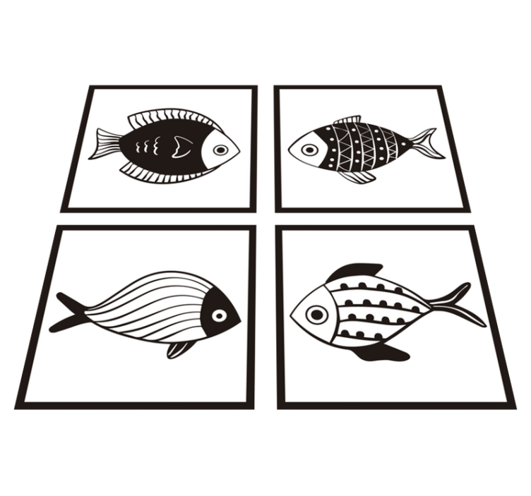 Tapis vinyle salle de bain motifs de poissons élégants - TenStickers
