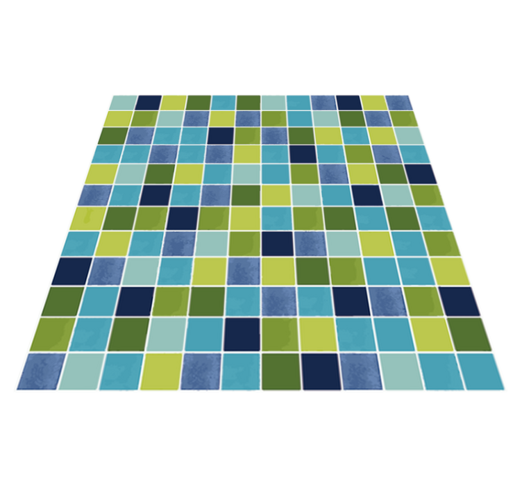 Tapis vinyle salle de bain carreaux bleus et verts - TenStickers