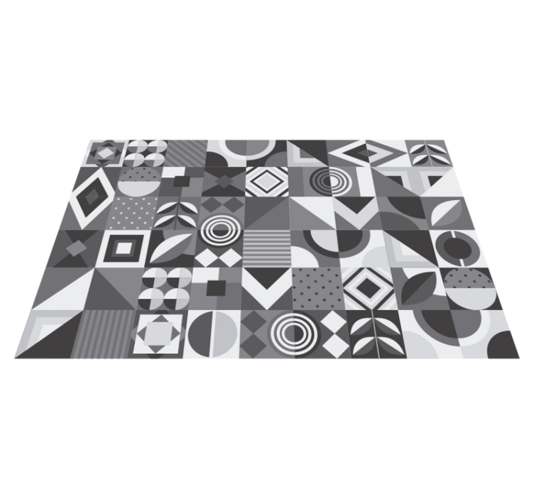 Tapis vinyle salle de bain carreaux géométriques gris - TenStickers