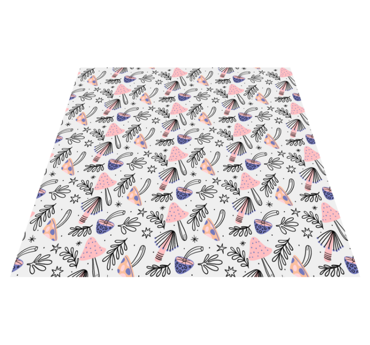 Tapis vinyle plantes champignons et fleurs classiques - TenStickers