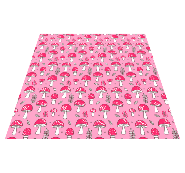 Tapis vinyle plantes champignons et plantes sur fond rose - TenStickers