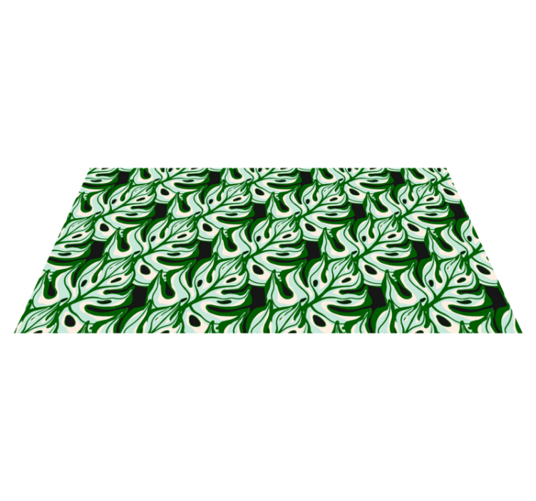 Tapis vinyle plantes motif floral éclatant noir et vert - TenStickers