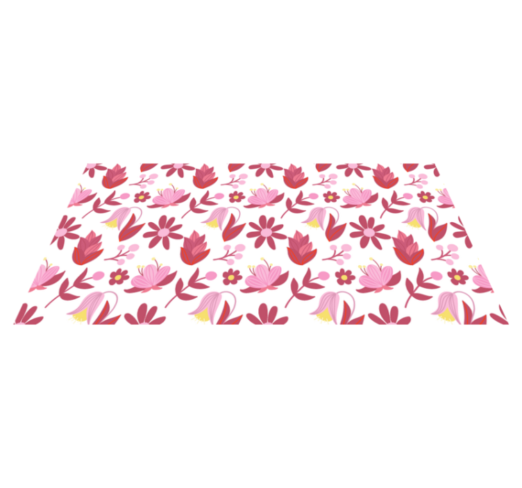 Tapis vinyle plantes art populaire polonais rouge - TenStickers