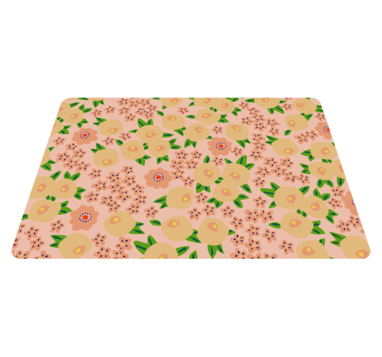 Tapis vinyle plantes motif floral original pêche - TenStickers