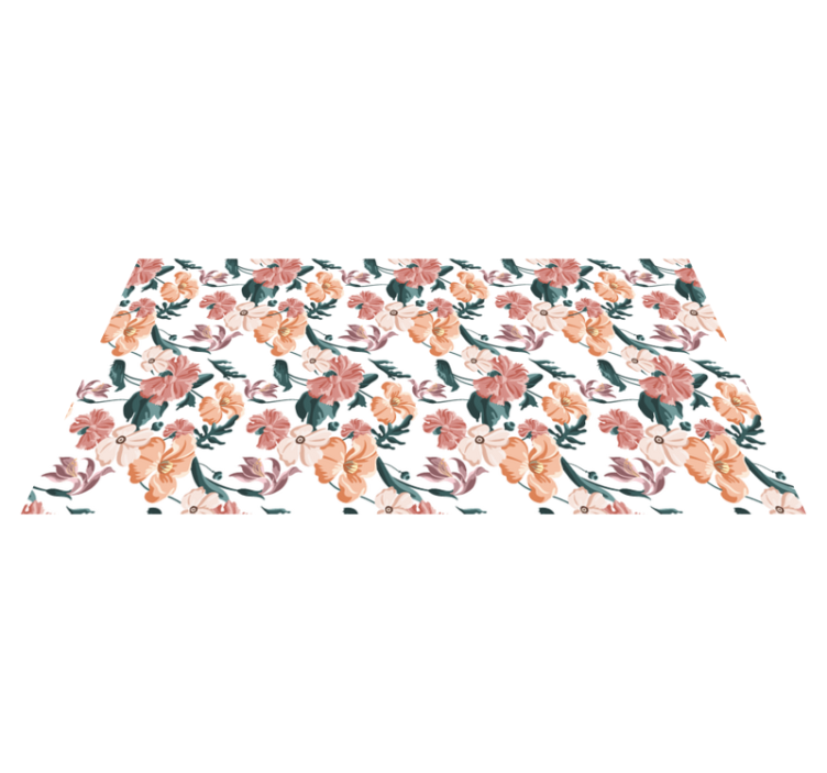 Tapis vinyle plantes motif de fleurs pastel - TenStickers