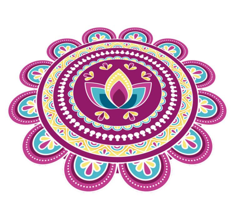 Tapis vinyle plantes mandala lotus coloré - TenStickers