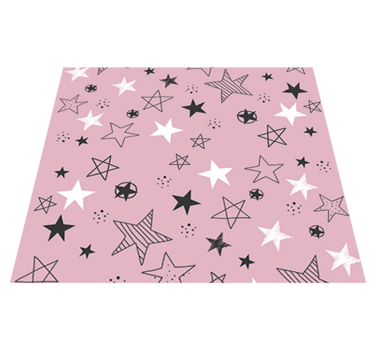 Tapis vinyle étoile motif rose et noir - TenStickers