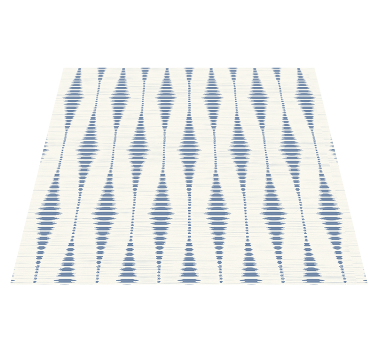 Tapis vinyle géométrique bleu et beige rabaul ikat - TenStickers