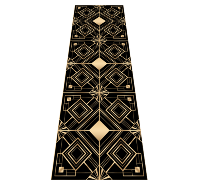 Tapis vinyle géométrique motif déco noir et or - TenStickers